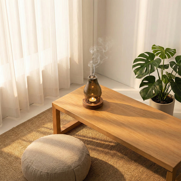 Wispoak Glass & Wood Smokeless Incense Warmer